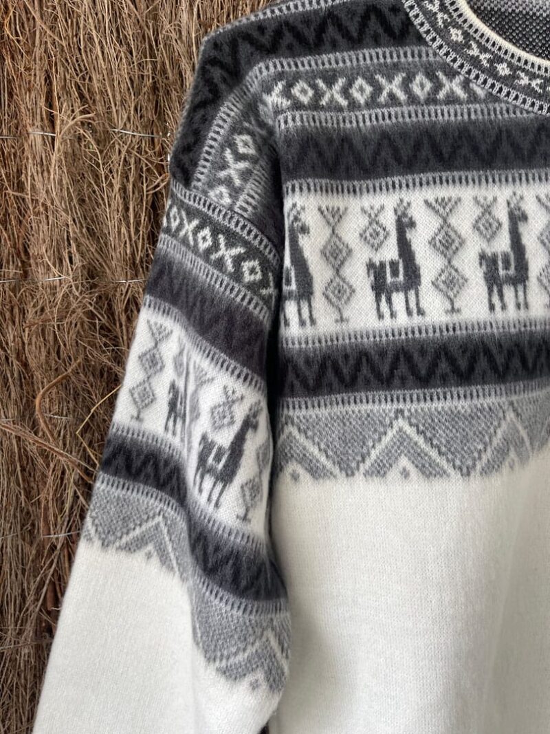 Jersey doble alpaca blanco y gris Grecia - Imagen 3
