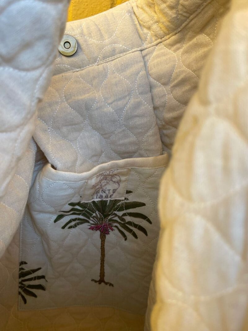 Bolsa de tela abonbada asa de cuero palmera - Imagen 4