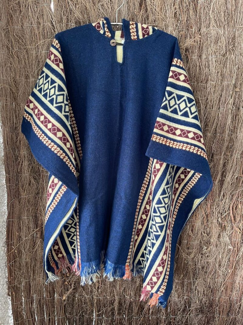 Poncho Alpaca Azul y Beige