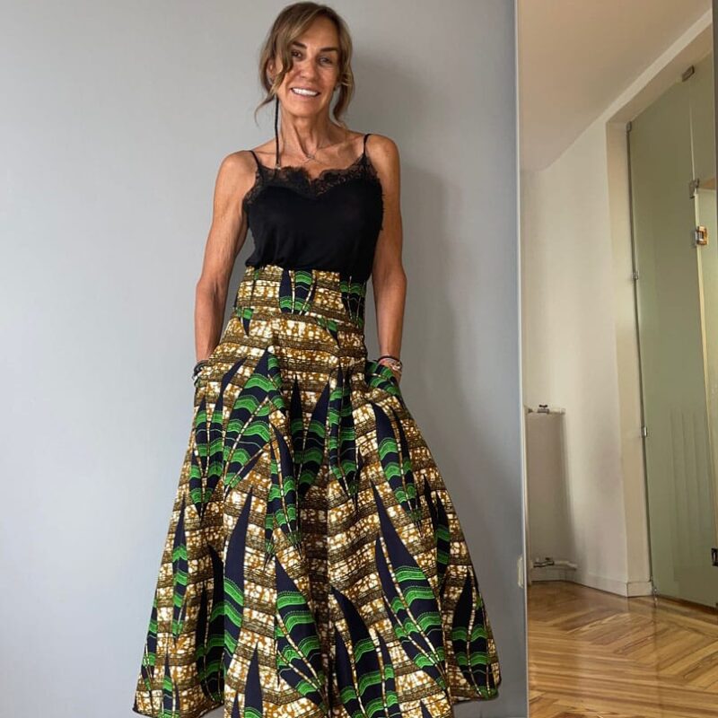 Falda Larga Multiprint Verde
