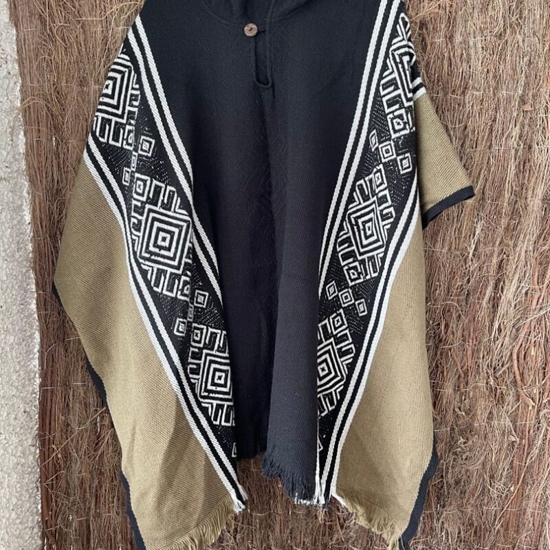 Poncho Alpaca Gris y Camel