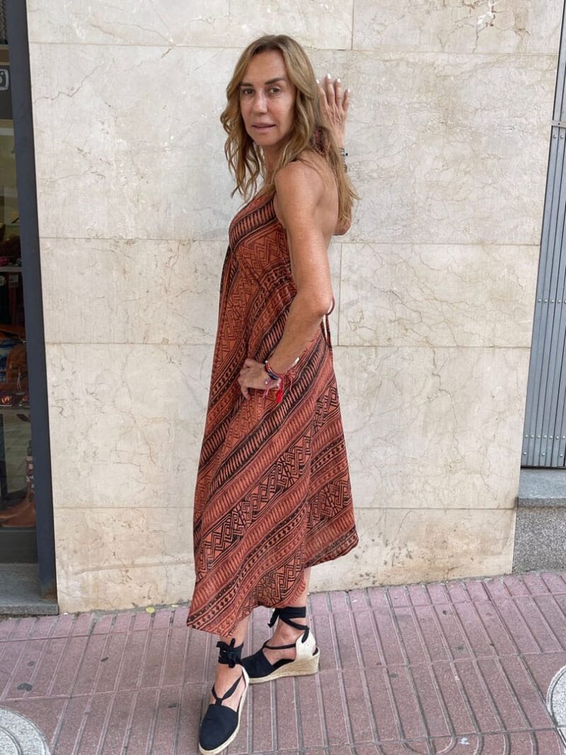 Vestido Pico Etnico Tierra Corto - Imagen 4