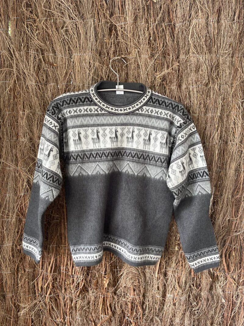Jersey doble alpaca gris y blanco