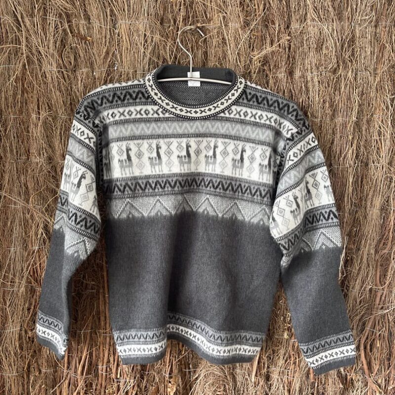 Jersey doble alpaca gris y blanco