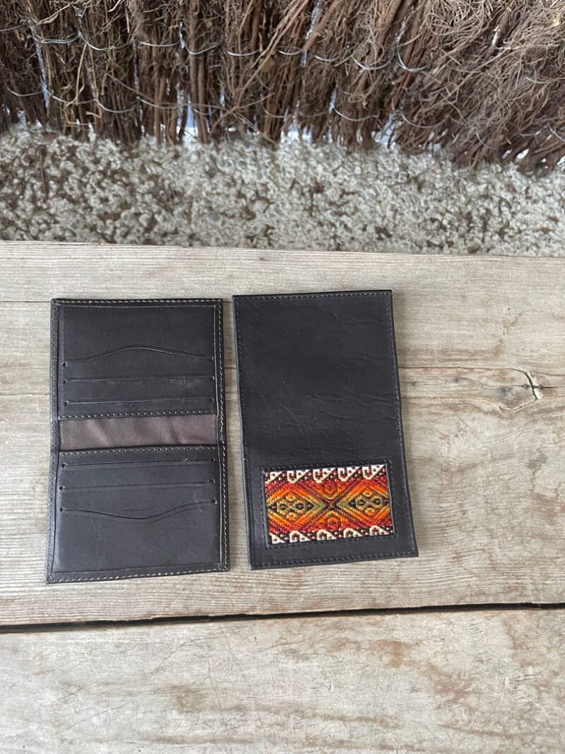 Cartera piel rústica negra Oliver