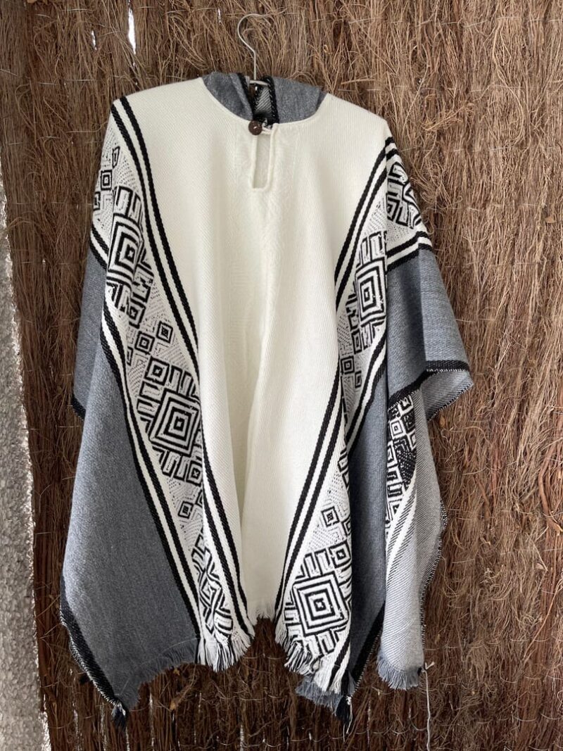 Poncho Alpaca Gris y Beige