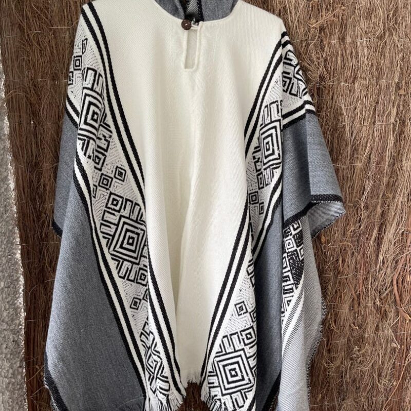Poncho Alpaca Gris y Beige