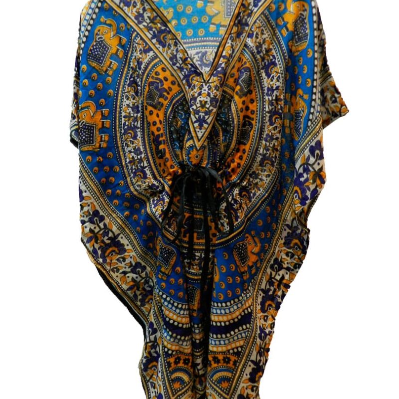 Kaftan Azul y Amarillo Elefantes Yasmin
