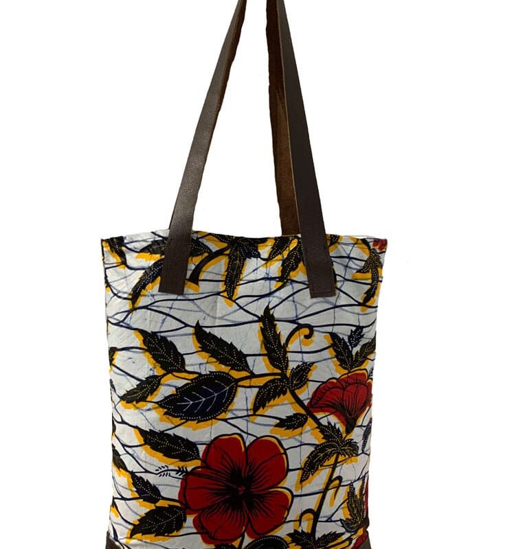 Bolsa de Tela y Cuero de Flores Vicky