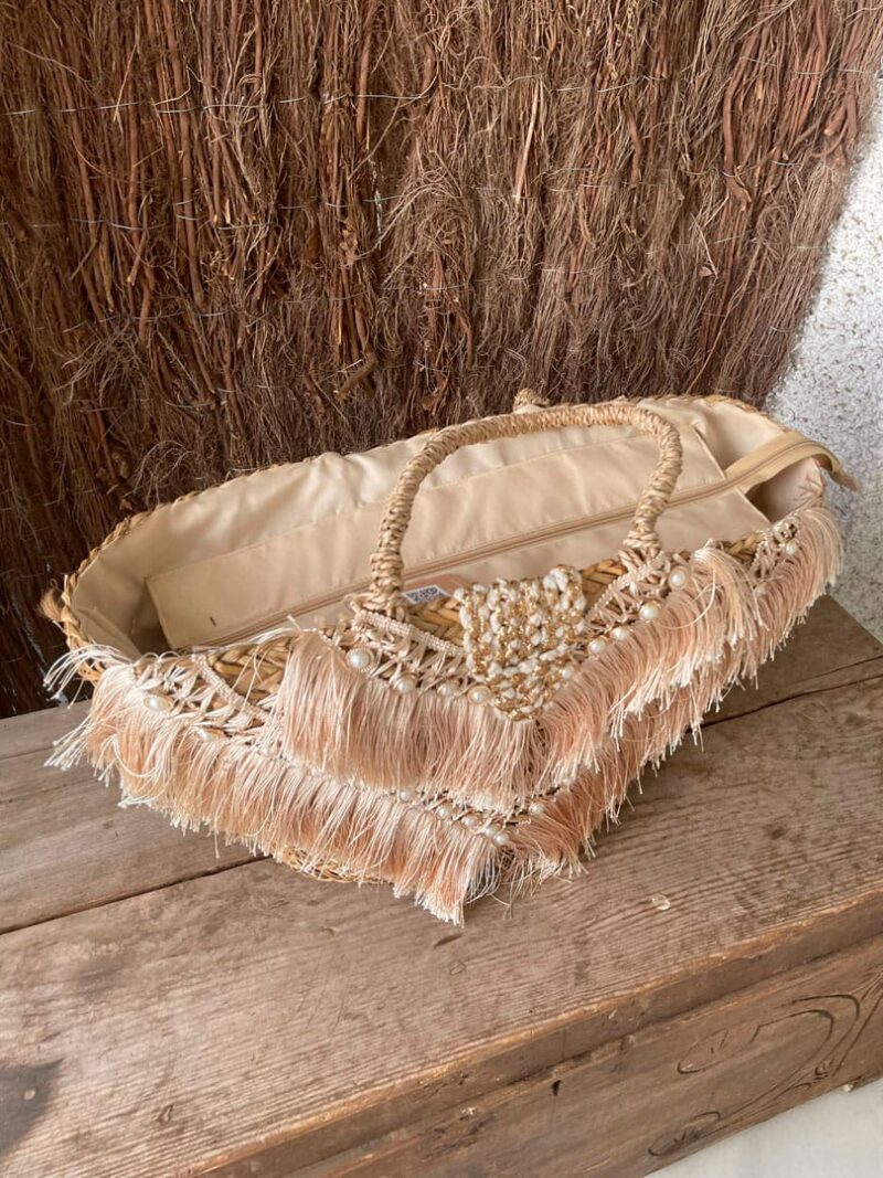 Cesta flecos con perlas - Imagen 4