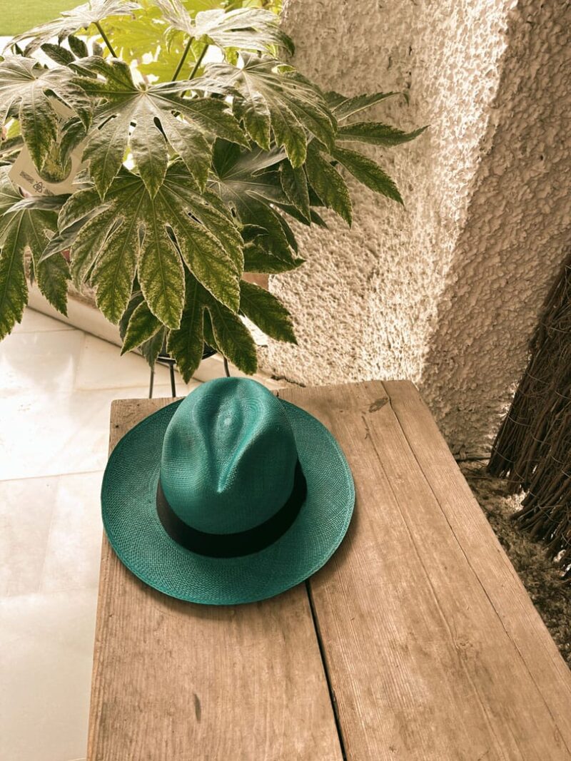 Sombrero azul turquesa cinta negra - Imagen 3