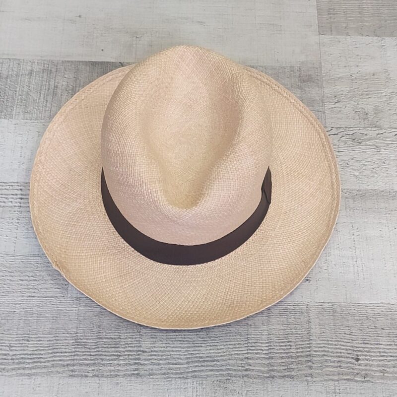 Sombrero beige redondo cinta marrón - Imagen 3