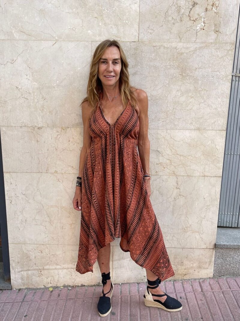 Vestido Pico Etnico Tierra Corto
