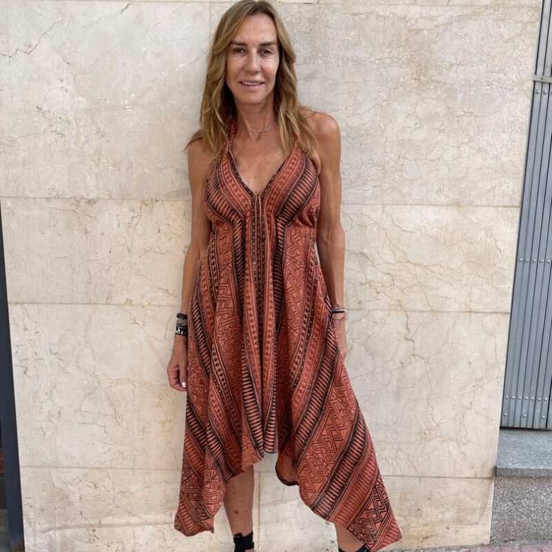 Vestido Pico Etnico Tierra Corto