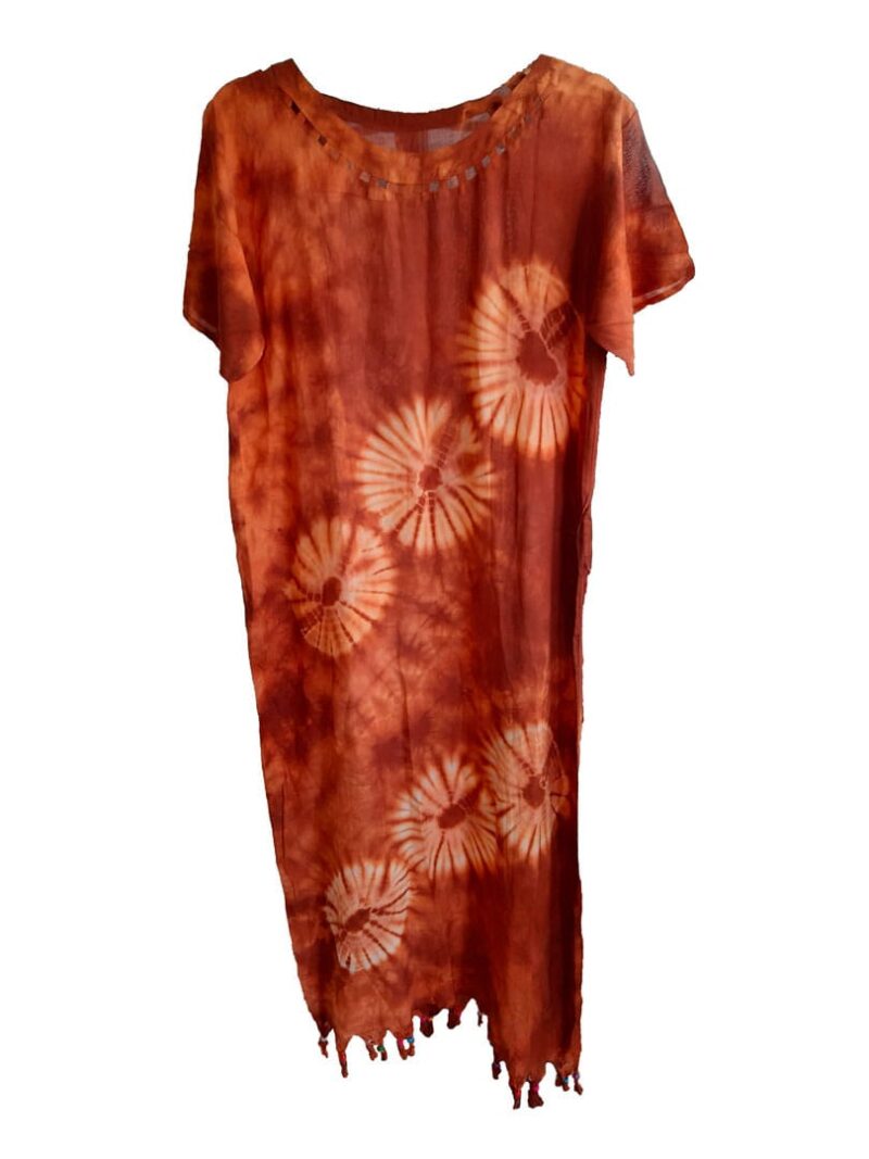 Vestido largo manga corta arcilla Vani