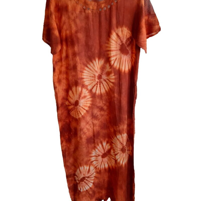 Vestido largo manga corta arcilla Vani