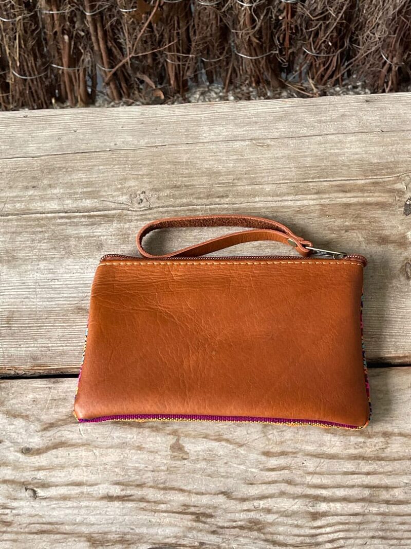 Estuche faja quechua arcoiris, cuero camel - Imagen 2