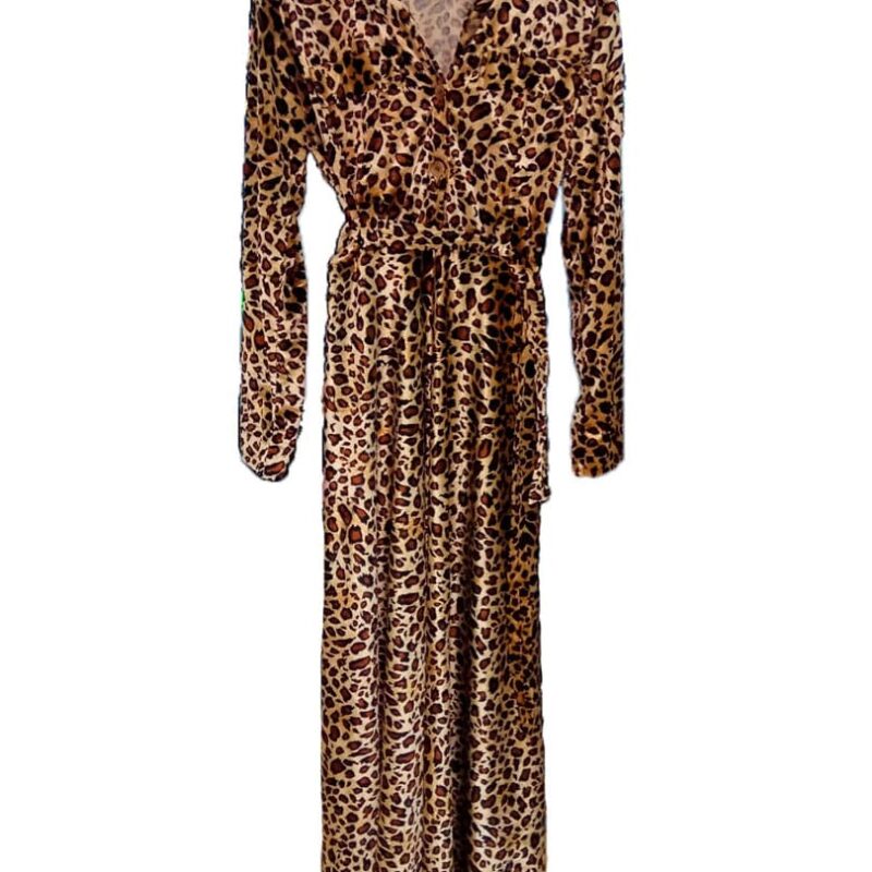 Vestido Largo Terciopelo Animal Print Pinta