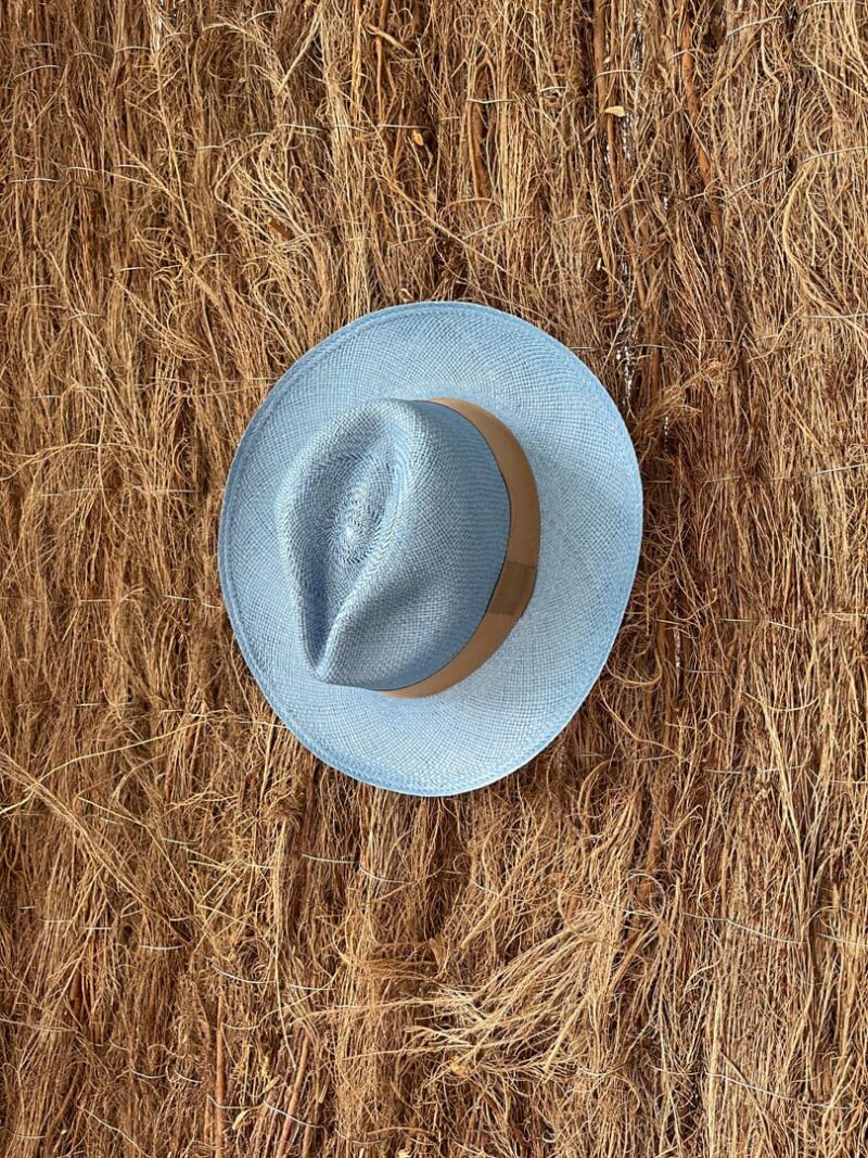 Sombrero azul celeste cinta marrón - Imagen 2
