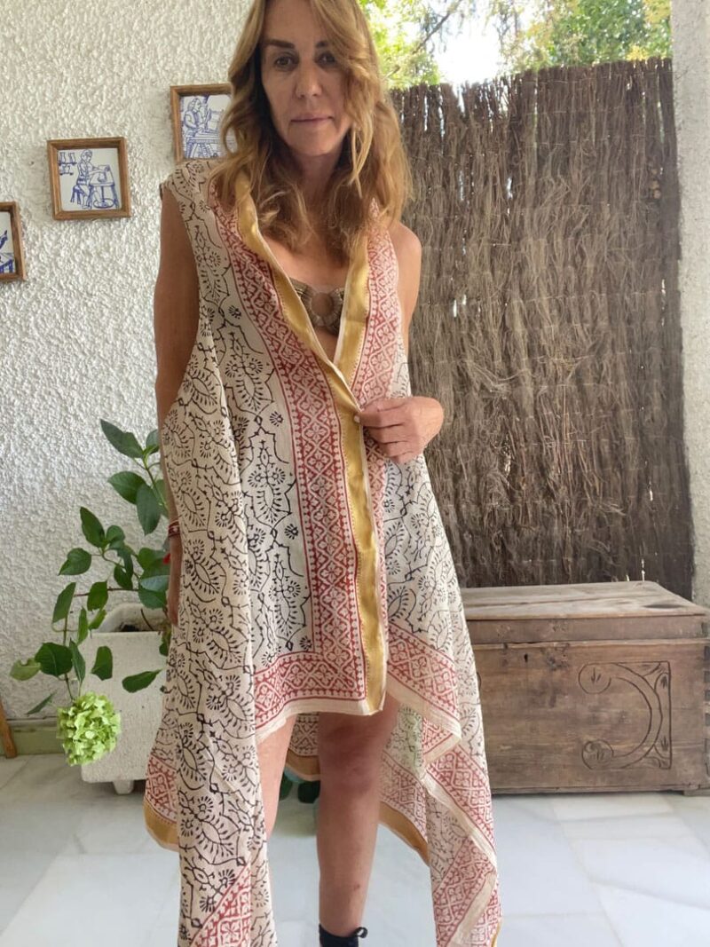 Kaftan Pareo Block Print Summer - Imagen 2