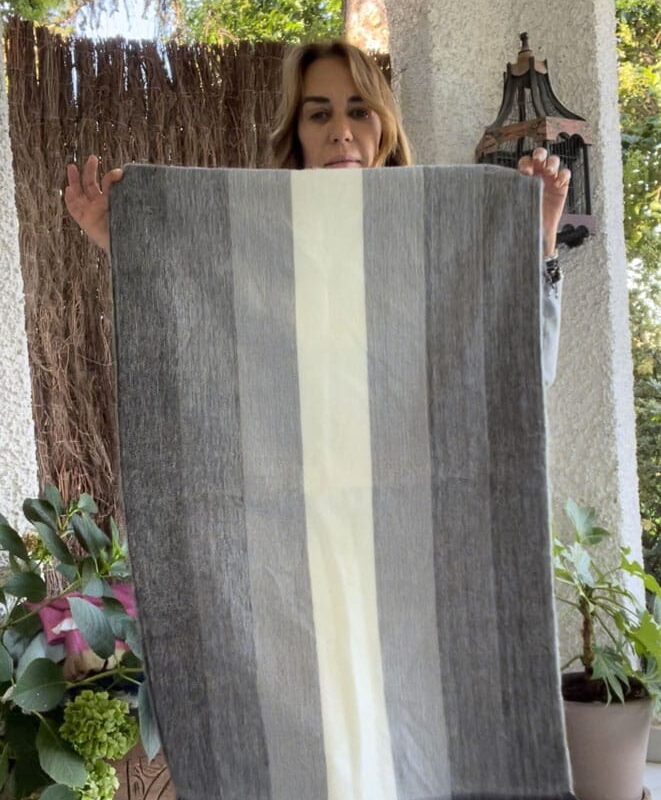 Bufanda Alpaca rayas beige y grises