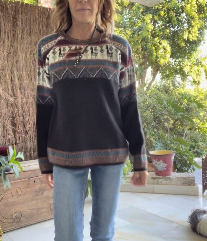 Jersey doble alpaca marron y gris Brownie
