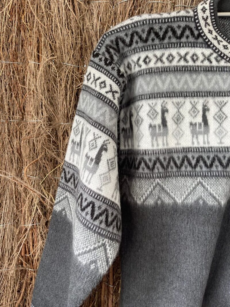 Jersey doble alpaca gris y blanco - Imagen 2