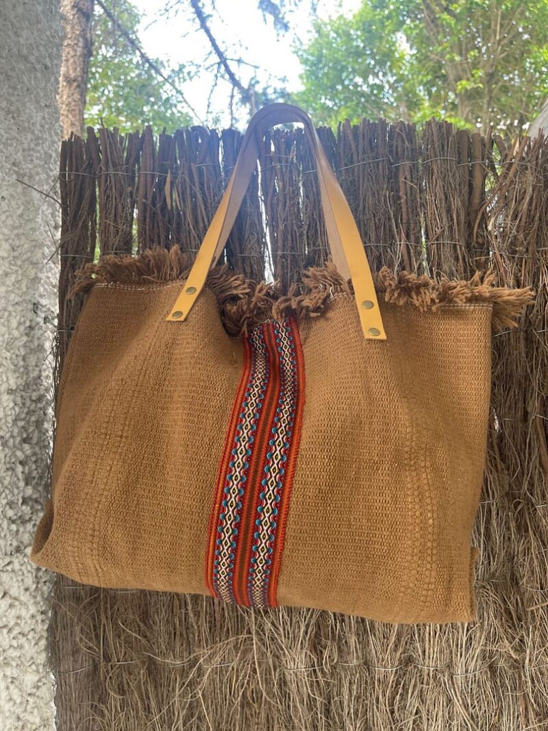 Bolso Lona lula Marrón y granate