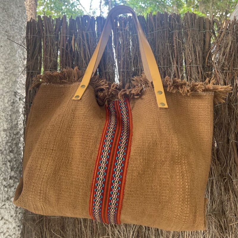 Bolso Lona lula Marrón y granate