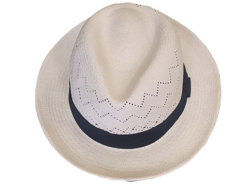 Sombrero Natural con dibujo zig-zag cinta negra