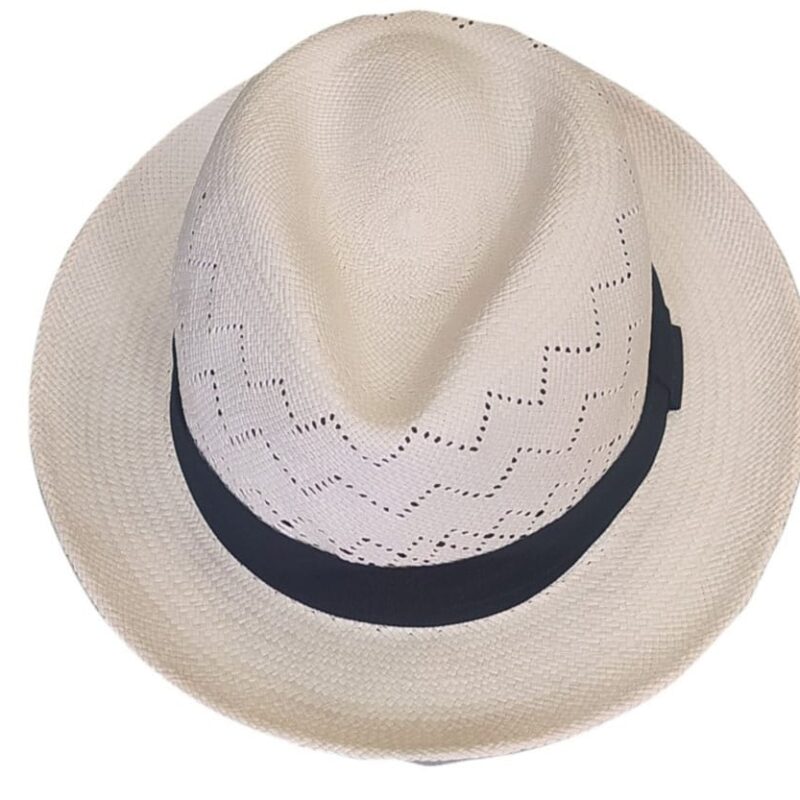 Sombrero Natural con dibujo zig-zag cinta negra