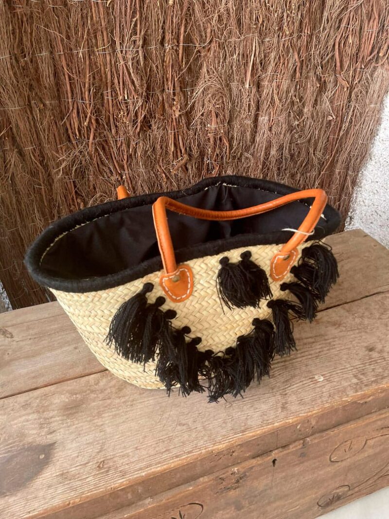 Bolso Cesta flecos negra