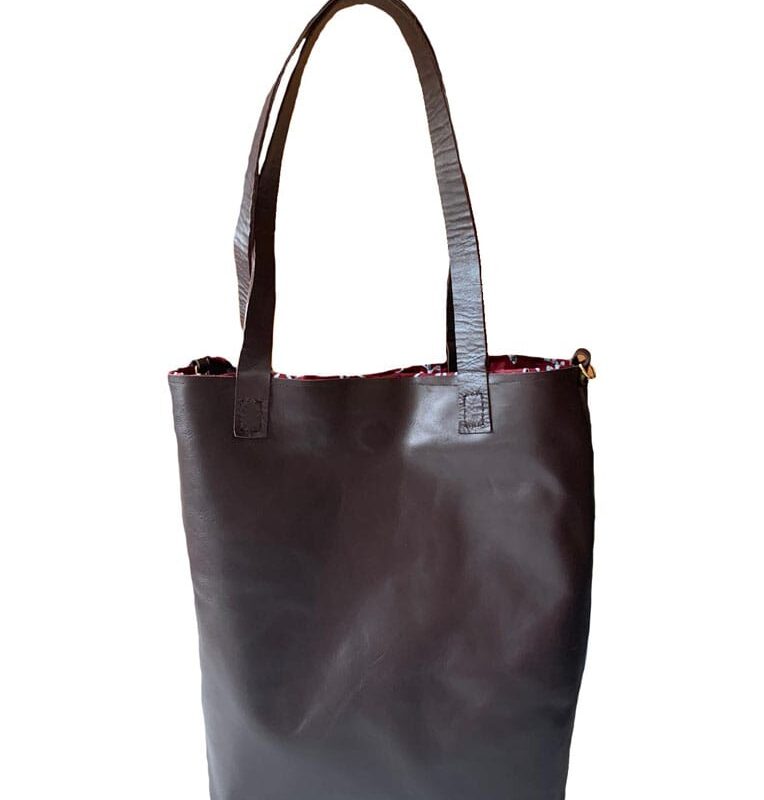 Bolso de Cuero Marron Chocolate Aida Reversible