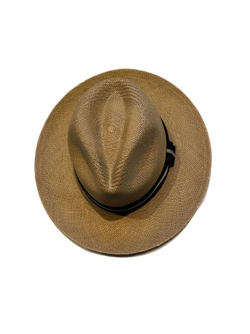 Sombrero Marrón cinta rayas negra y beige