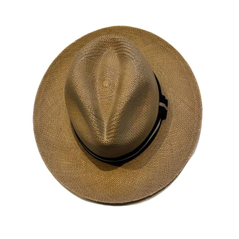 Sombrero Marrón cinta rayas negra y beige