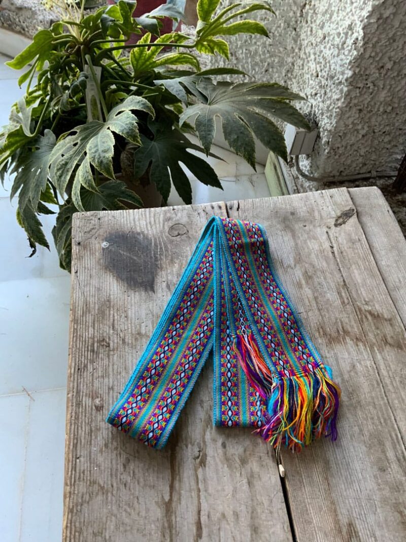 Faja Quechua Azul, Naranja y Blanca 6