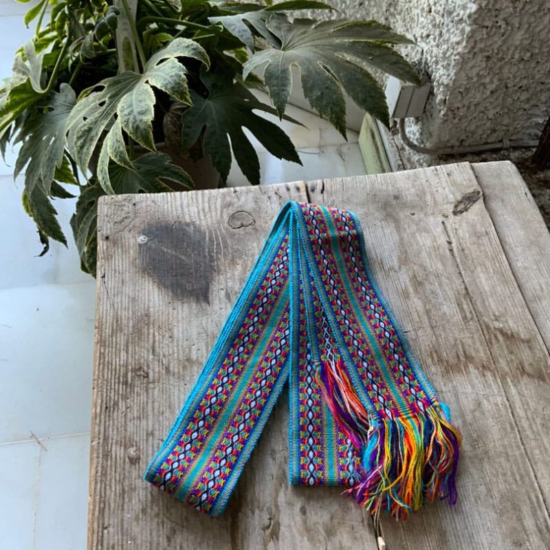 Faja Quechua Azul, Naranja y Blanca 6