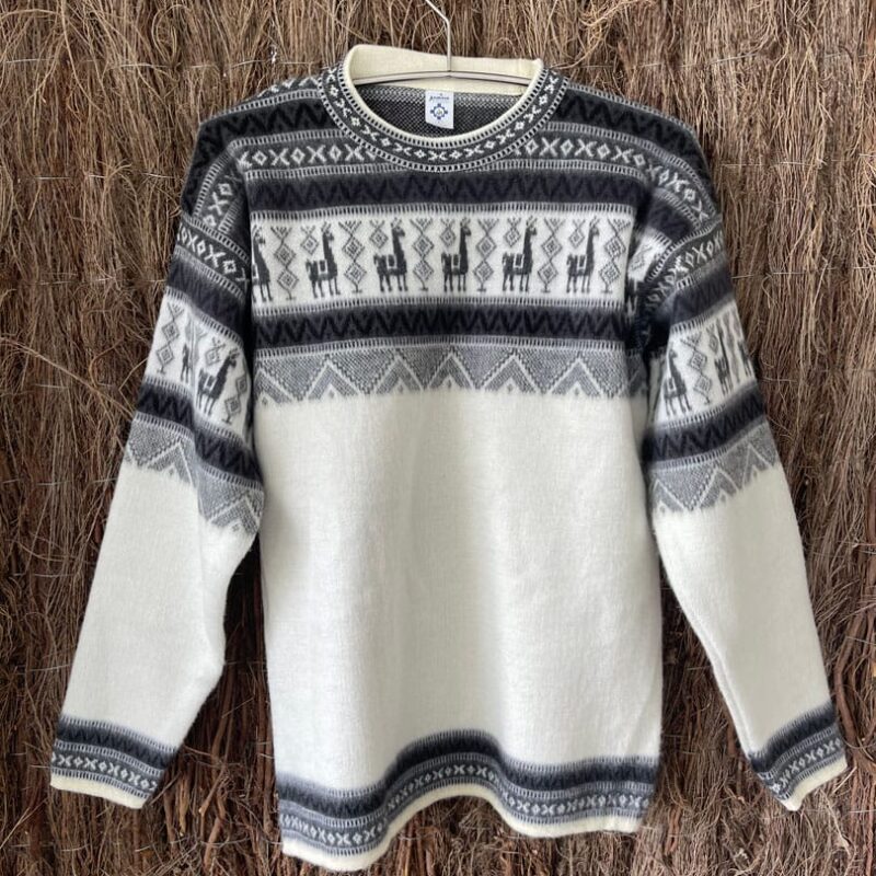 Jersey doble alpaca blanco y gris Grecia