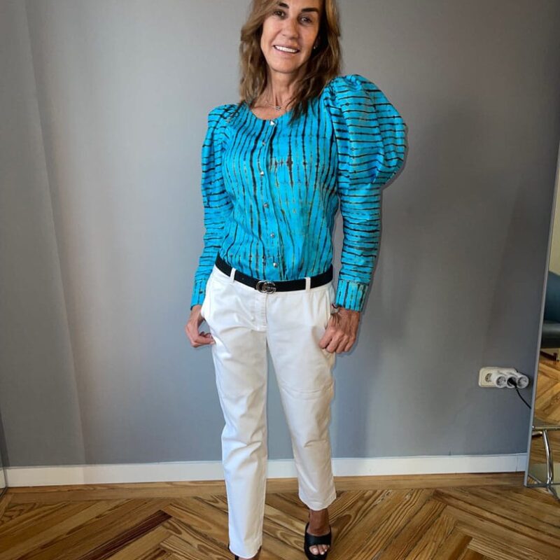 Camisa manga farol, azul cielo