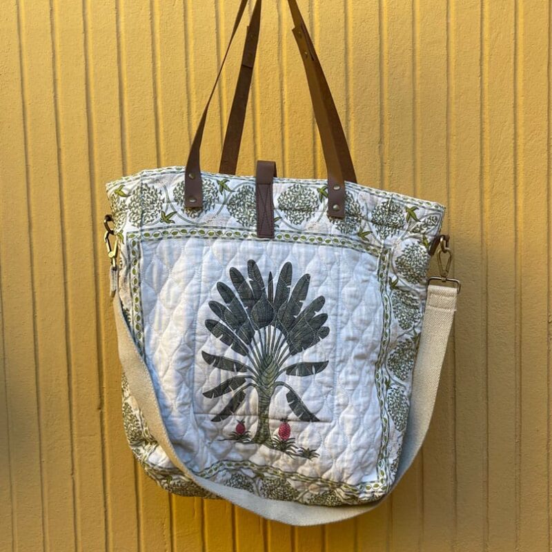 Bolsa de tela asas de cuero Isla