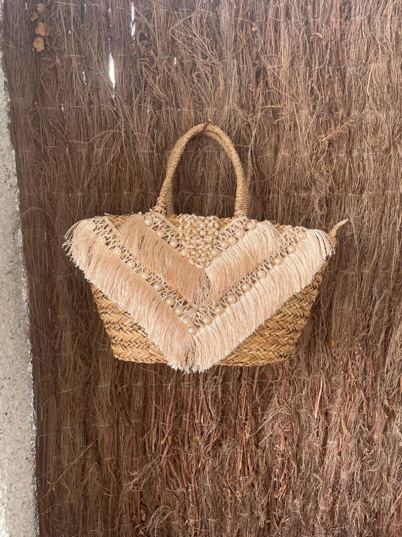 Cesta flecos con perlas - Imagen 3