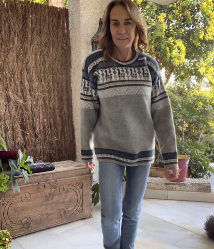 Jersey doble alpaca gris y azul Sky