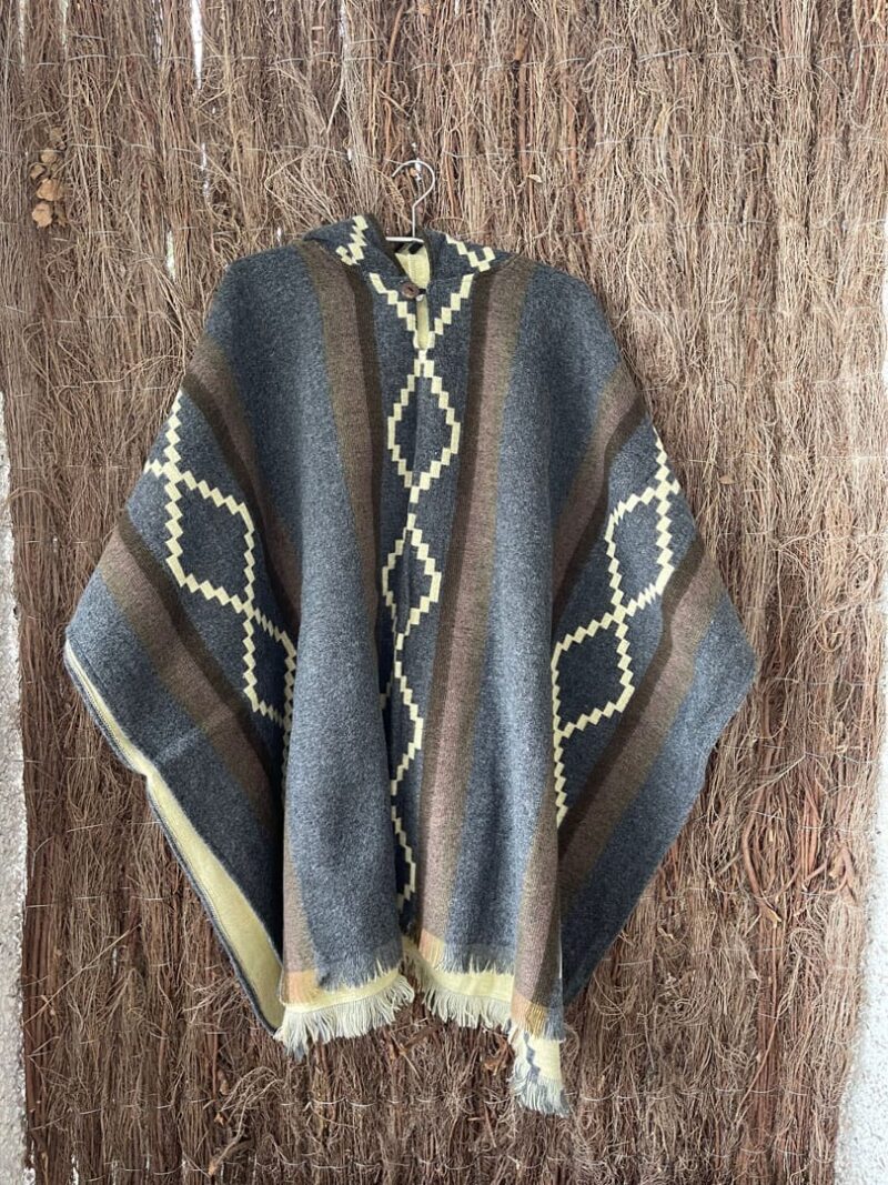 Poncho Alpaca Gris y Beige