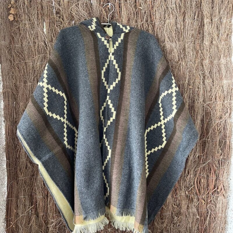 Poncho Alpaca Gris y Beige