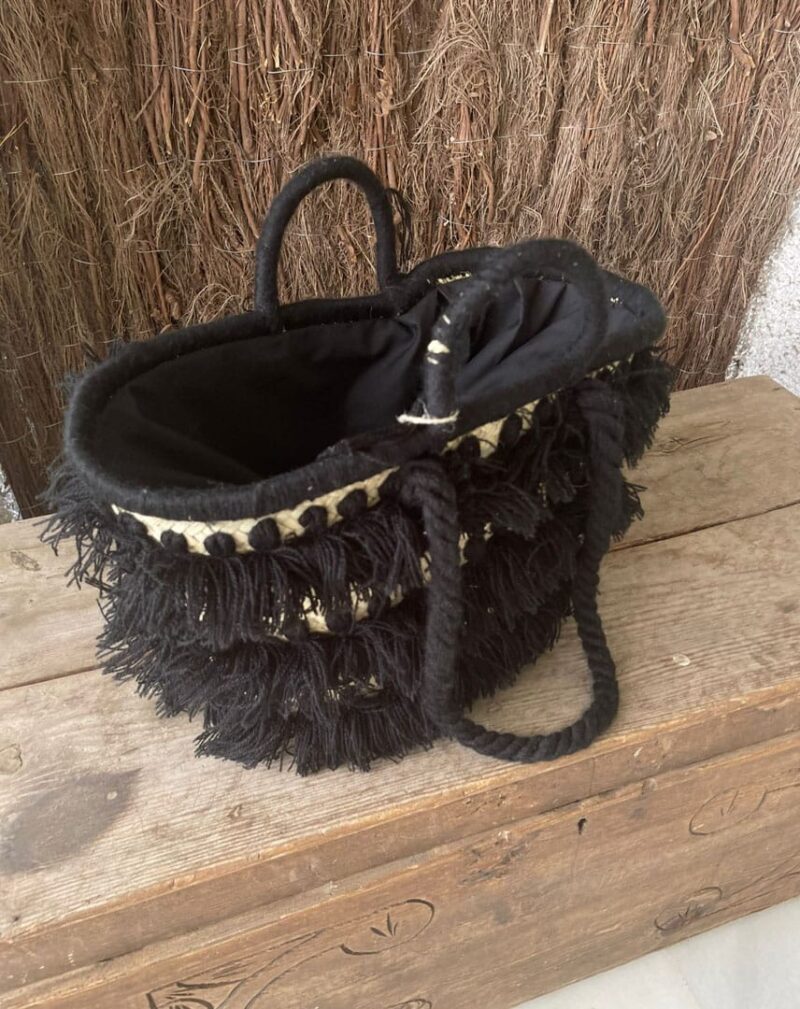 Bolso Canasta flecos negro - Imagen 3