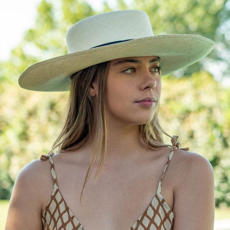 Sombrero Ala Ancha Beige Cinta Negra