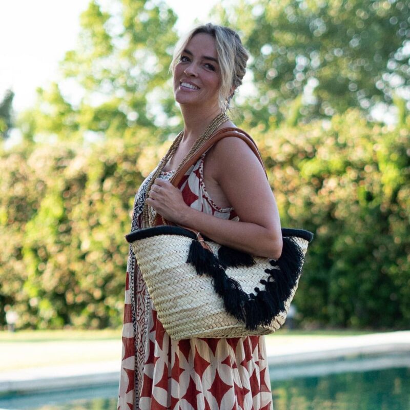 Bolso Cesta flecos negra - Imagen 2
