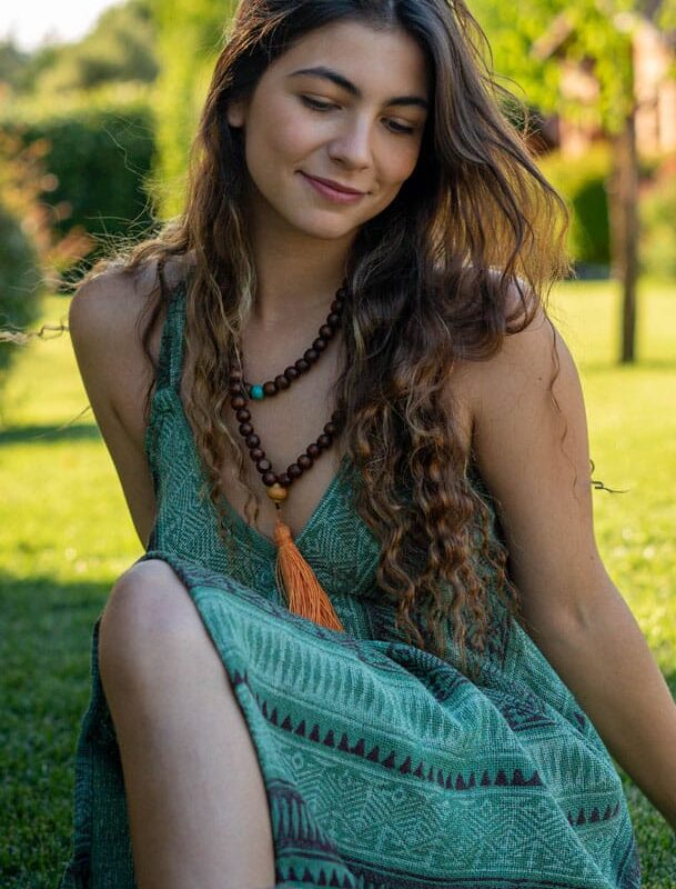 Vestido Pico Etnico Pistacho Corto