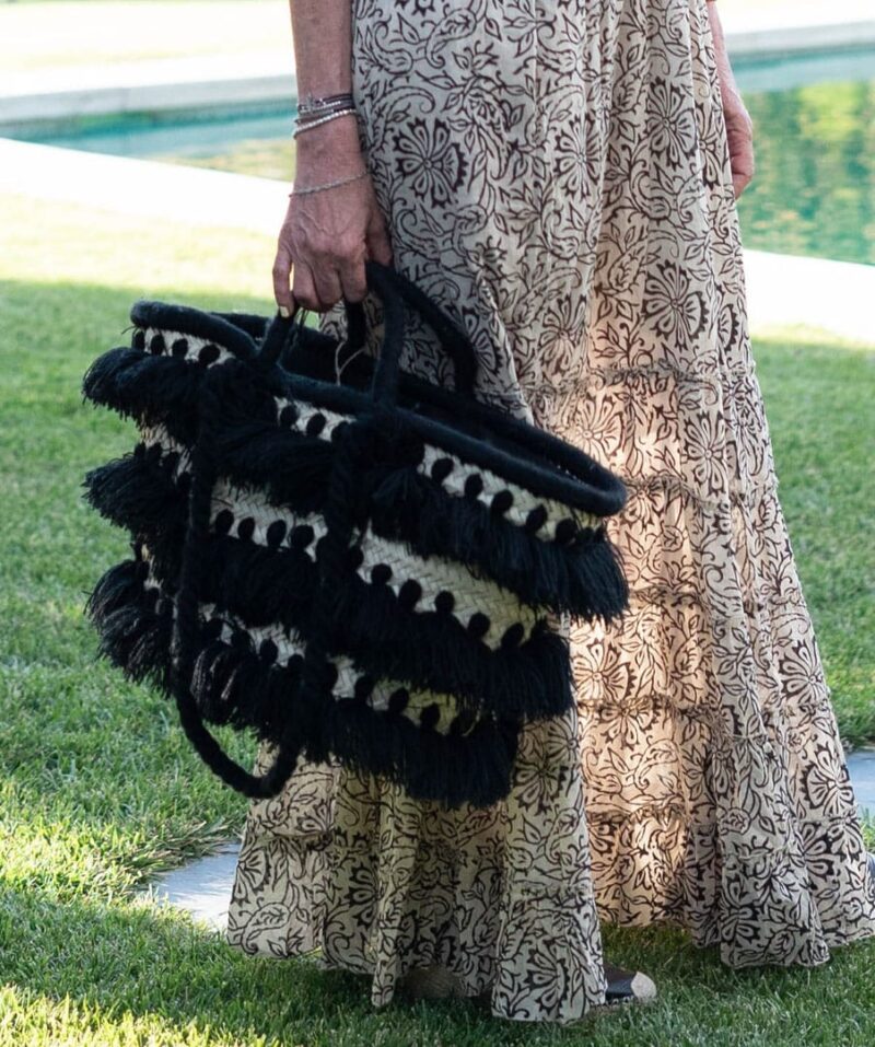 Bolso Canasta flecos negro