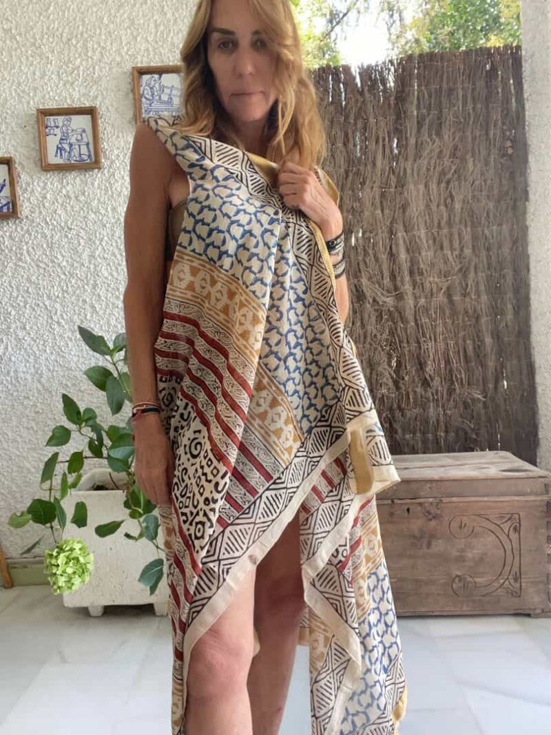 Kaftan Pareo Block Print Saray - Imagen 7